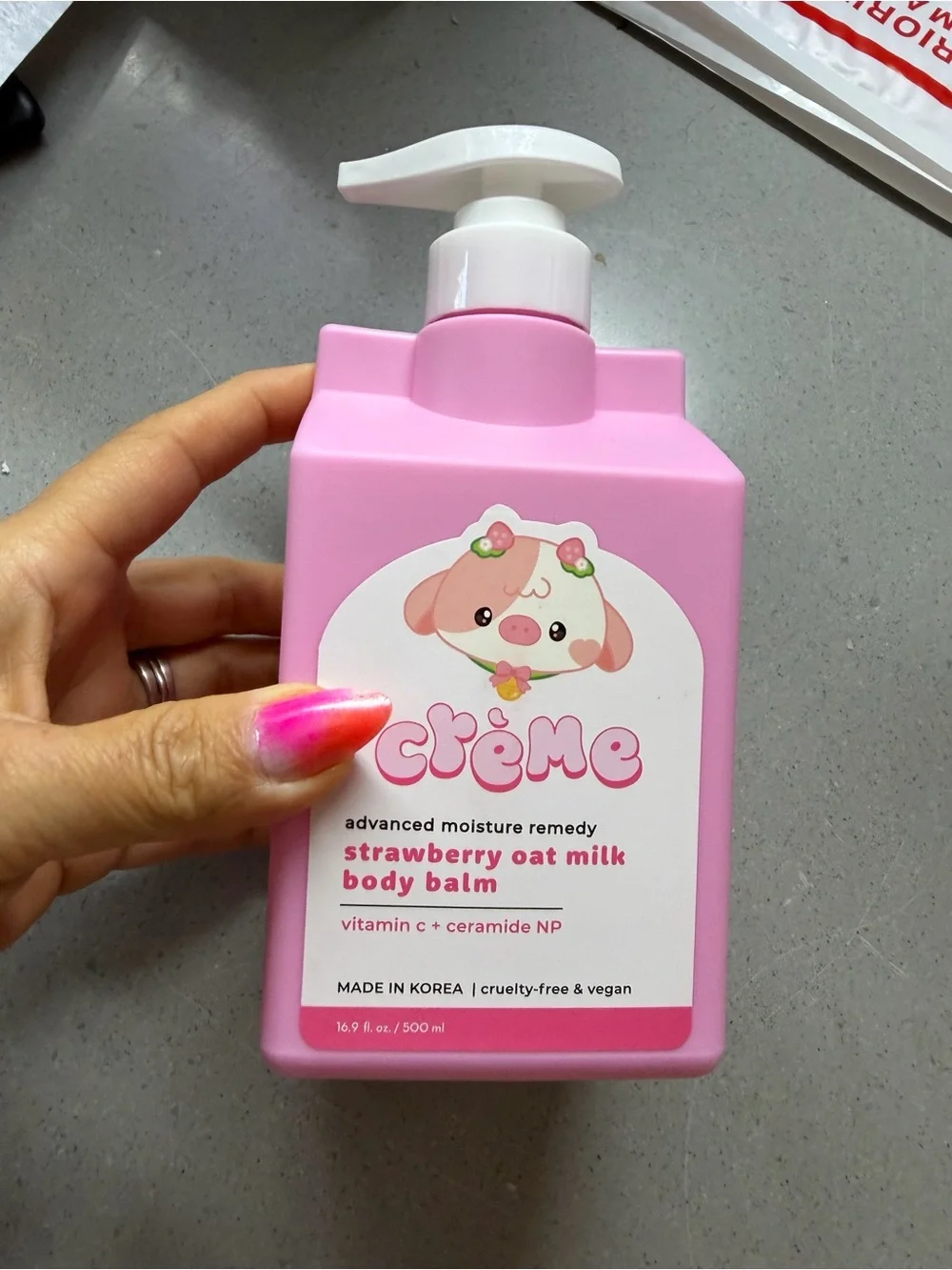Crème Strawberry Oat Milk Body Balm — Pink Hydrating Body Moisturizer